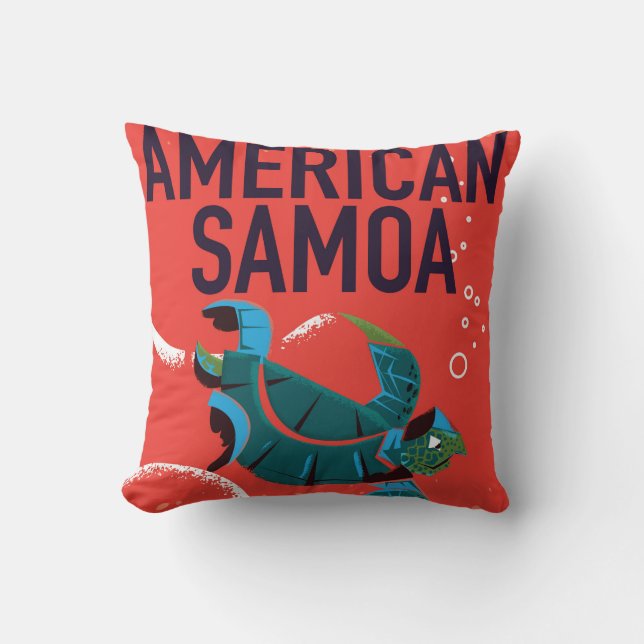 Almofada Cartaz de viagem antigo da Samoa Americana (Frente)