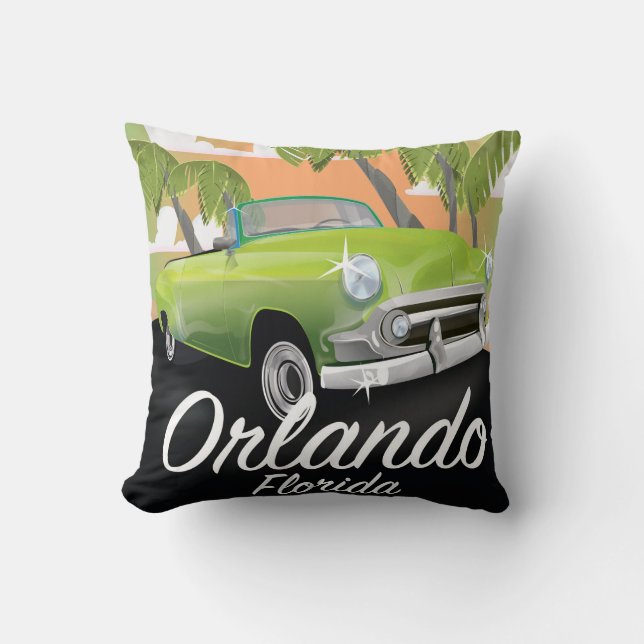 Almofada Cartaz de viagem antigo de Orlando Flórida (Frente)
