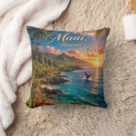 Almofada Cartaz de Viagem da Costa Tropical do Maui Havaí