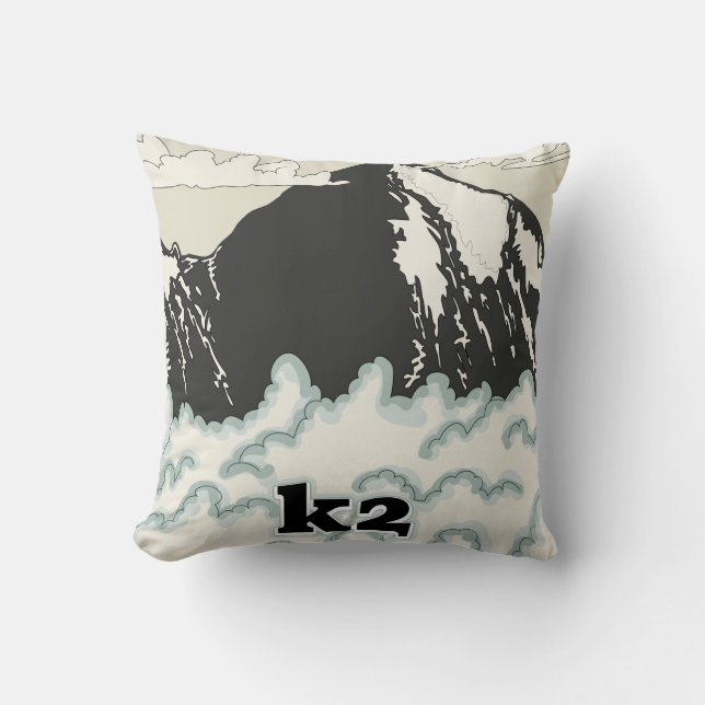 Almofada cartaz de viagem da montanha K2 (Frente)