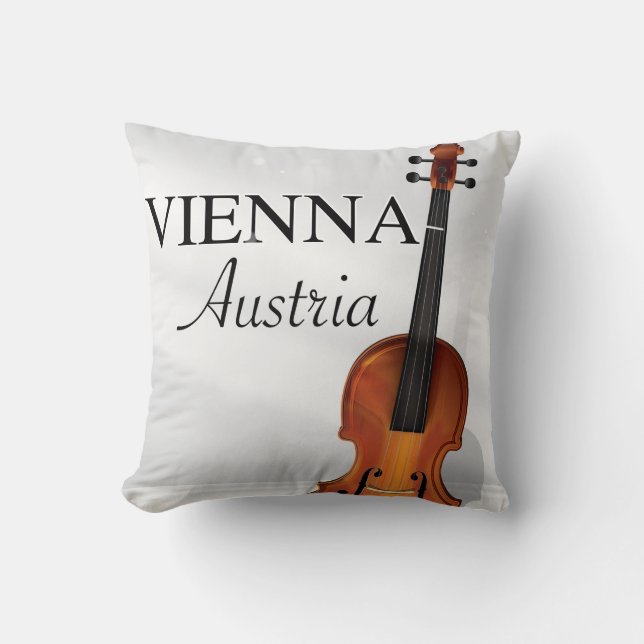 Almofada cartaz de viagem de violino de Viena Áustria (Frente)