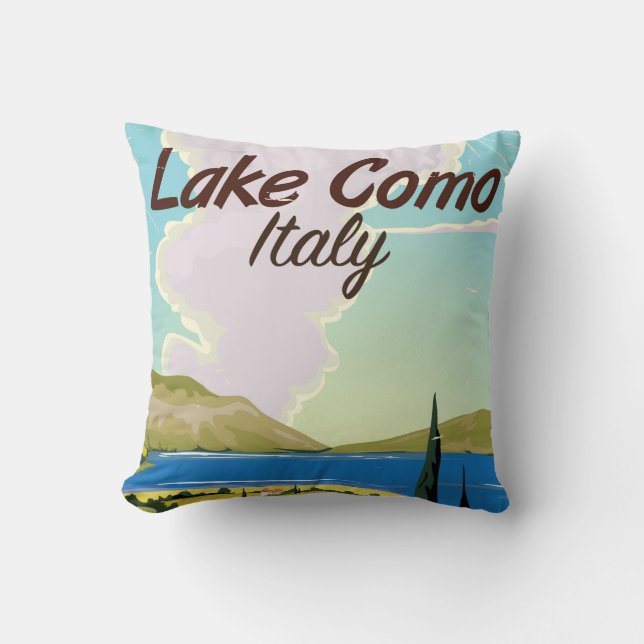 Almofada Cartaz de viagem Lago de Como Itália (Frente)