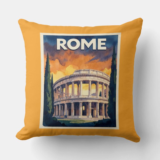 Almofada Cartaz de Viagem Retro Roma (Frente)