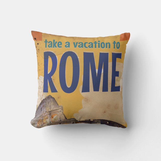 Almofada Cartaz de viagem Roma Vintage (Frente)