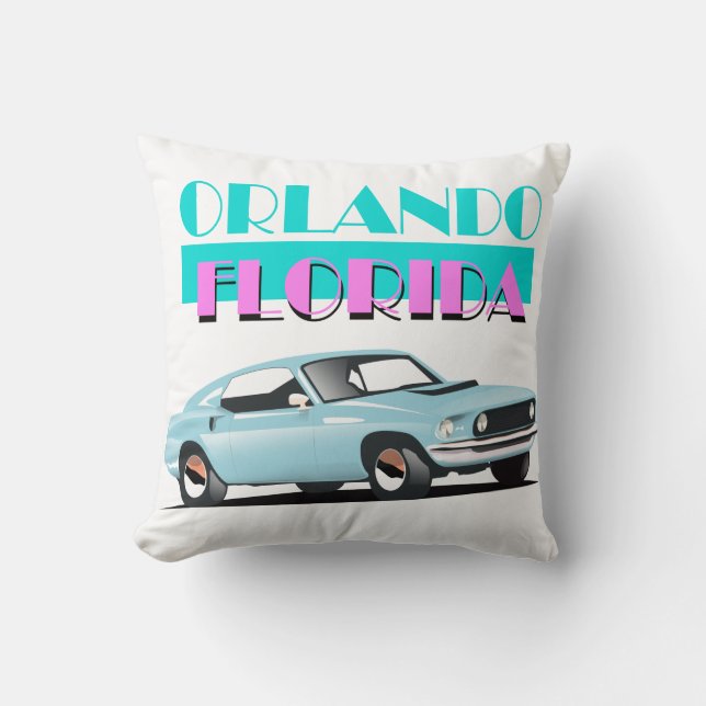 Almofada Cartaz dos anos 80 de Orlando Flórida (Frente)