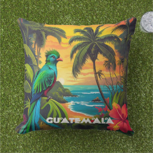Almofada Cartaz Vintage de Viagem da Guatemala Quetzal