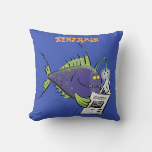 Almofada Cartografia de peixe-anjo engraçado