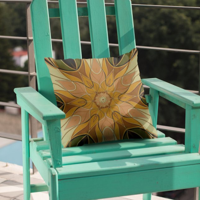 Almofada Cartografia Mandala Flor Laranja e Verde (Criador carregado)