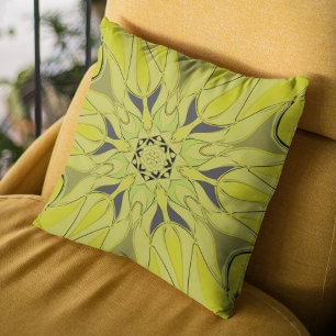 Almofada Cartografia Mandala Flor Verde