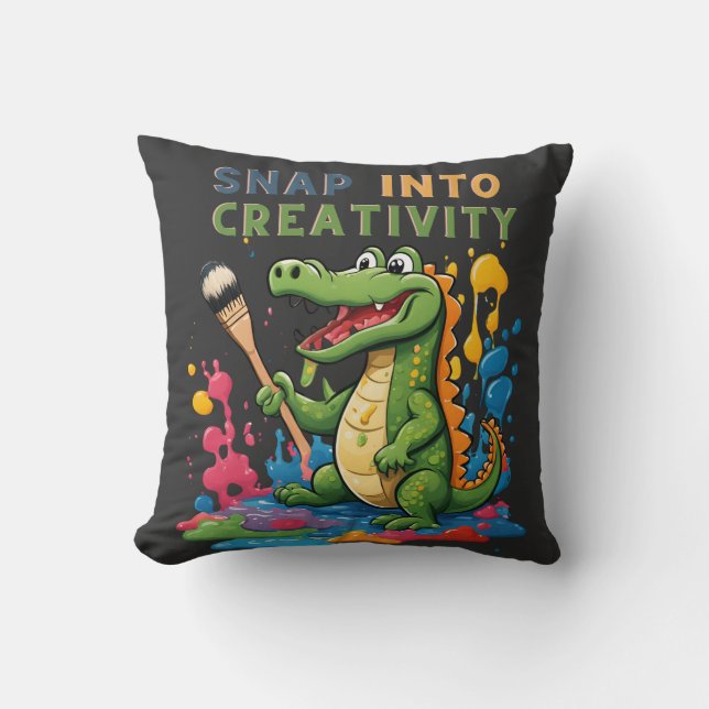 Almofada Cartoon alligator painting - snap into creativity (Frente)