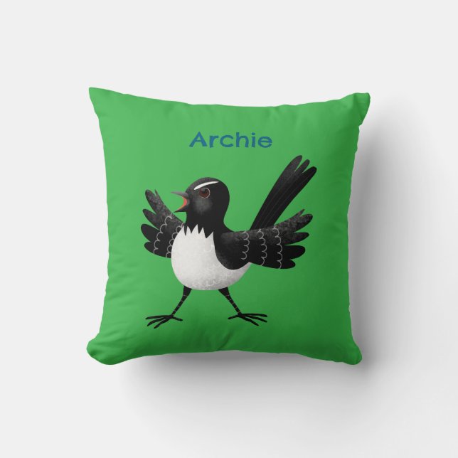 Almofada Cartoon australiano Willie Wagtail personalizado (Frente)