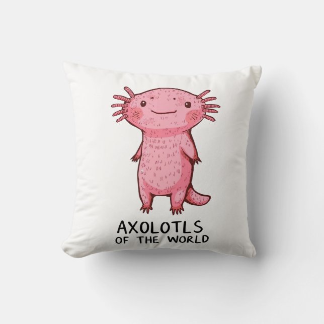 Almofada Cartoon Axolotl desenhado À Mão (Frente)