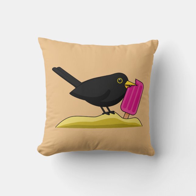 Almofada Cartoon Blackbird Comendo Um Sorvete (Frente)