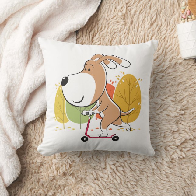 Almofada Cartoon Cute Dog Puppy Kick Parque de outono (Cobertor)