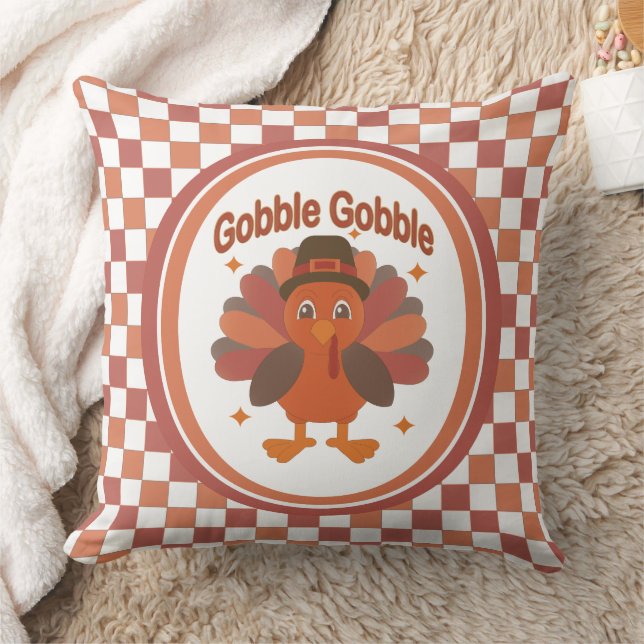 Almofada Cartoon de Ação de Graças da Turquia - "Gobble Gob (Cobertor)