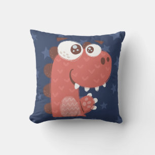 Almofada Cartoon de Dinossauro Fofo Azul Vermelho Decoração