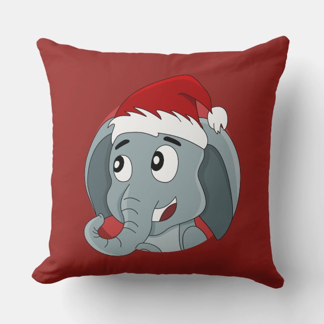 Almofada Cartoon de Natal com um lindo elefante jogando pil (Frente)