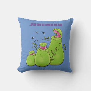 Almofada Cartoon de plantas carnívoras verdes e engraçadas