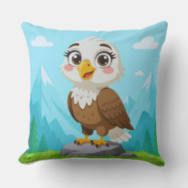 Almofada Cartoon Eagle on Rock – Cute Vector Character