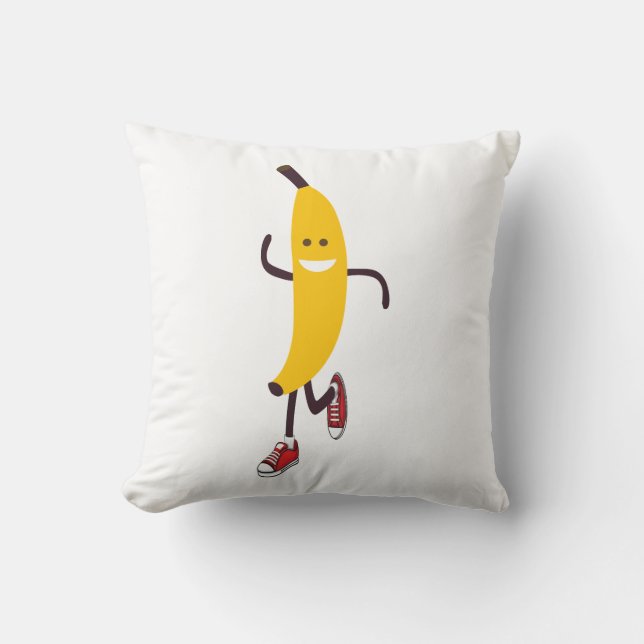 Almofada Cartoon Engraçado Executando Banana (Frente)