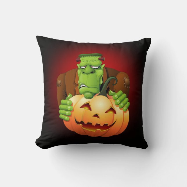 Almofada Cartoon Frankenstein Monster com Pumpkin (Frente)