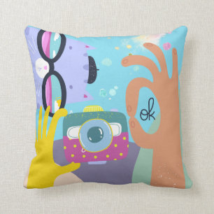 Almofada Cartoon Funky Lilac Shades Camera Blue