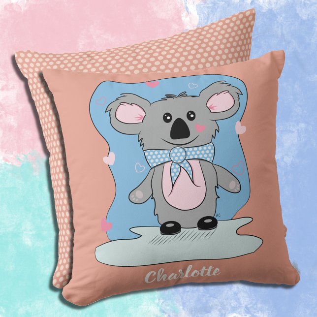 Almofada Cartoon Koala Salmon Pink Travesseiro decorativo (Criador carregado)