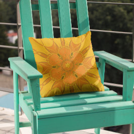 Almofada Cartoon Mandala Flor Amarelo