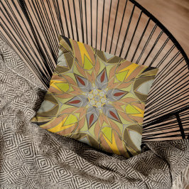 Almofada Cartoon Mandala Flor Amarelo Cinza Vermelho