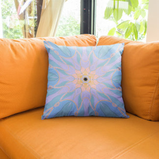 Almofada Cartoon Mandala Flor Azul e Amarelo