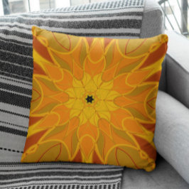 Almofada Cartoon Mandala Flor Laranja Amarelo e Vermelho