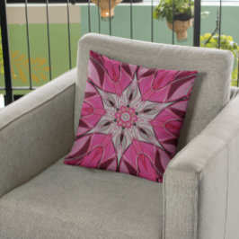 Almofada Cartoon Mandala Flor Rosa e Branco