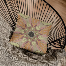 Almofada Cartoon Mandala Flor Vermelho Laranja e Amarelo