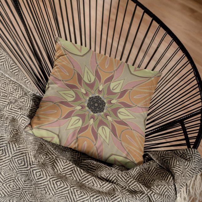 Almofada Cartoon Mandala Flor Vermelho Laranja e Amarelo (Criador carregado)