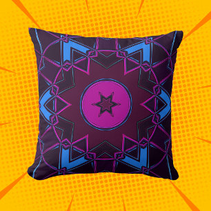 Almofada Cartoon Mandala Puro Rosa e Azul