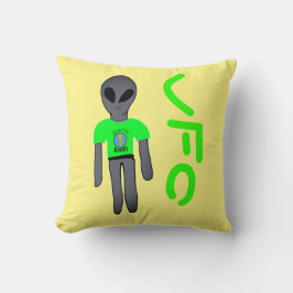 Almofada cartoon ovni alien cinza