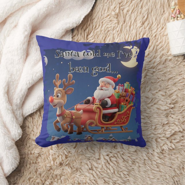 Almofada Cartoon Santa Sleigh Winter Throw Pillow (Cobertor)