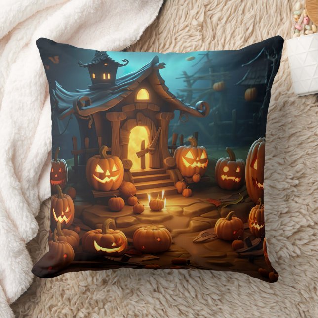 Almofada Casa assombrada de abóbora de Halloween 3D (Cobertor)