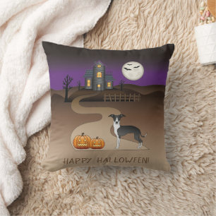 Almofada Casa Assombrada do Iggy Preto e Branco e Halloween