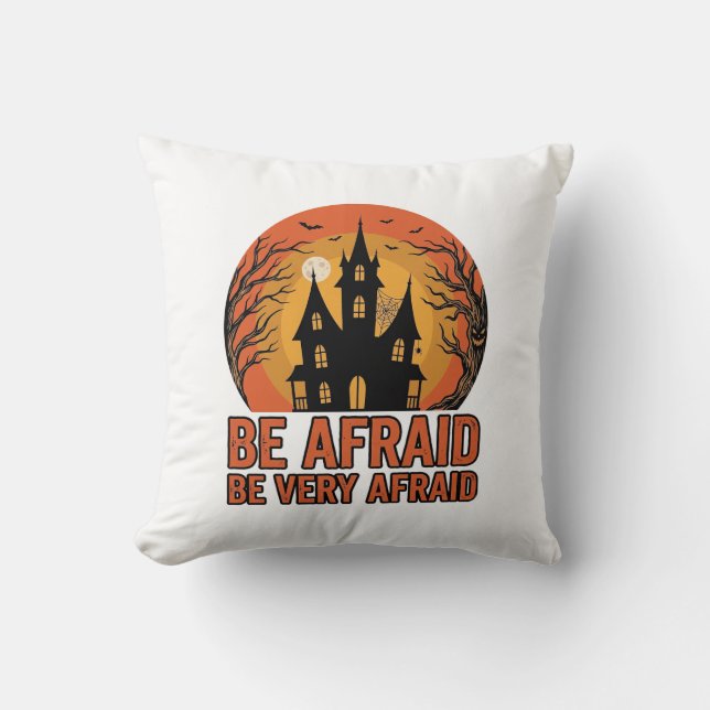 Almofada Casa Assombrada Tenha Medo Design de Halloween Vin (Frente)
