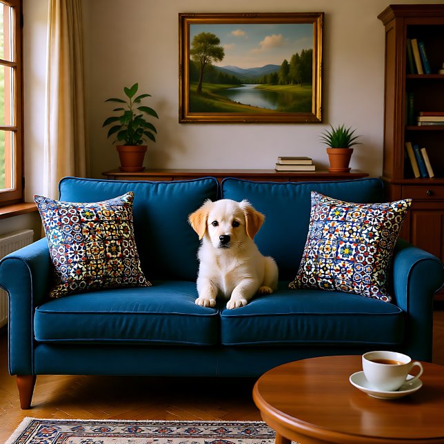 Almofada Casa Colorida Azulejo Tile Me Up, Buttercup (Casa Colorida Azulejo Tile Me Up, Buttercup Throw Pillow)
