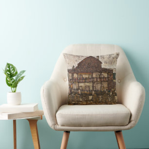 Almofada Casa com Telhado de Telhas por Egon Schiele