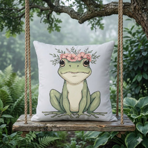 Almofada Casa de Campo Artística com Sapo Floral Caprichosa