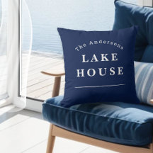 Casa de Lago Personalizada Azul Marinho Nome da Fa