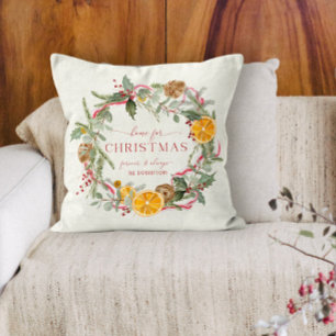 Almofada Casa de Natal Laranjas Holly Ribbon