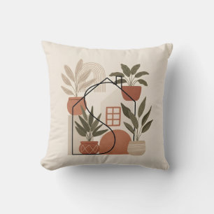 Almofada Casa de Planta em Vaso Boho Minimalista Moderna