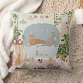 Almofada Casa de plantas Pastel Aconchegante dos Gatos Loun