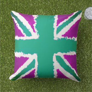 Almofada Casa do Jardim dos Tones Verdes Roxos Union Jack A