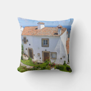 Almofada Casa do Mediterrâneo com Aquarela