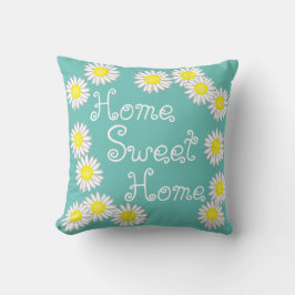 Almofada Casa doce Daisy Teal Green White e Amarelo